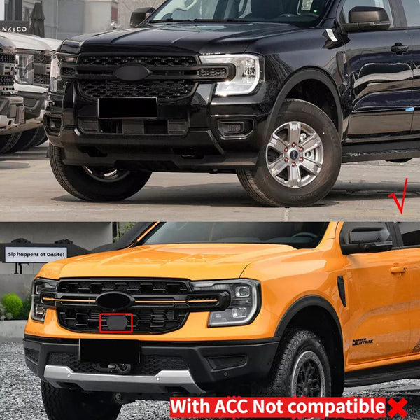 Front Grille for 2023 2024 2025 Ford Ranger T9 Raptor Style Grill with Letters and Lights Matte Black