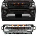 Front Grille Compatible with 2018 2019 2020 2021 Ford Expedition Grill with Letters and LEDs Matte Black