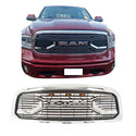 Chrome Front Grille for 2002 2003 2004 2005 Dodge Ram 1500 Big Horn Style Grill with Letters and LED Lights