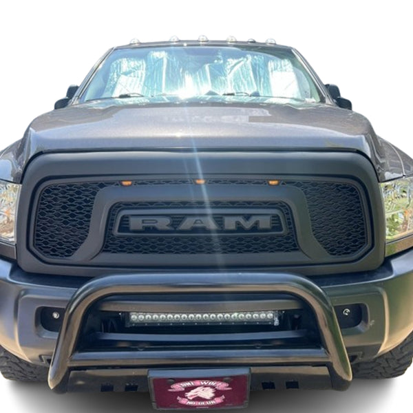 Front Rebel Style Grille For 2009 2010 2011 2012 Dodge Ram 1500 Black Grill with Letters & LED Lights