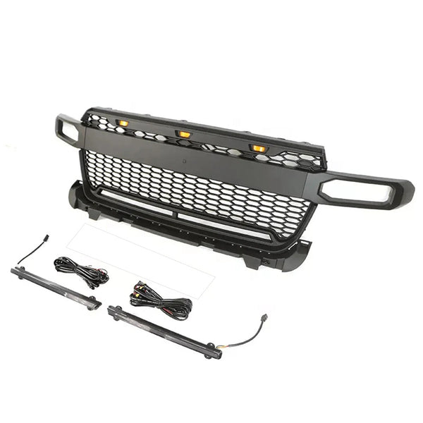 Black Front Grille for 2022 2023 2024 2025 Ford Maverick Grill with LED Bars and LED Lights and Letters