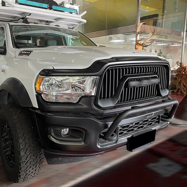 Black Front Grille for 2019 2020 2021 2022 2023 2024 Dodge RAM 2500/3500 Big Horn Style Grill W/ Letters and LED Lights