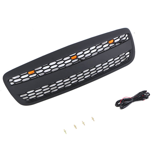 Front Grille Compatible with 1998-2011 Ford Crown Victoria Grill Matte Black with LED Lights and Letters