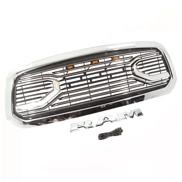 Chrome Front Grille for 2006 2007 2008 Dodge RAM 1500 Big Horn Style Grill with Letters and LED Lights