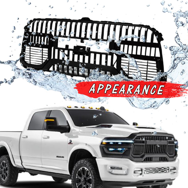Black Front Bumper Grille for 2020 2021 2022 2023 2024 Ram 2500 3500 Grill with Letters and Base Bracket Change to 2026 style
