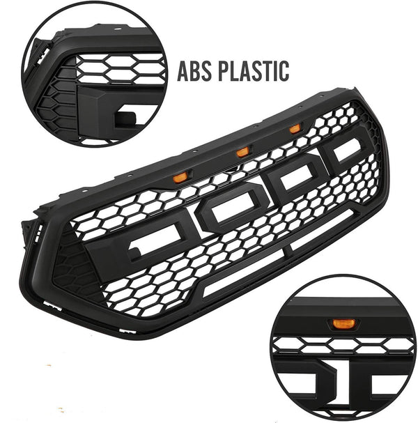 Front Grille for 2017 2018 2019 Ford Escape Kuga Raptor Style Grill with Letters and LEDs