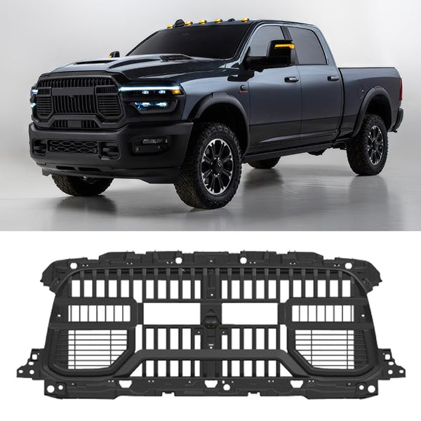 Black Front Bumper Grille for 2020 2021 2022 2023 2024 Ram 2500 3500 Grill with Letters and Base Bracket Change to 2026 style