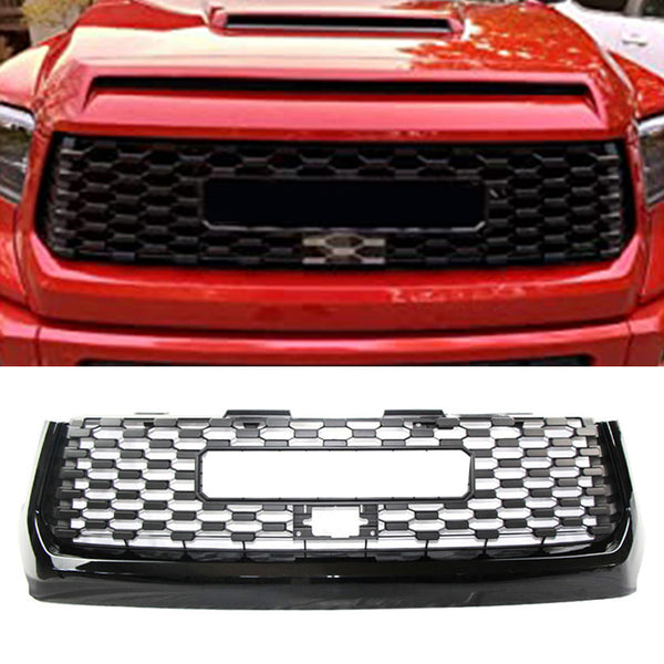 Front Grille for 2014 2015 2016 2017 2018 2019 2020 2021 Toyota Tundra Honeycomb Style Grill with Letters and Gloss Frame