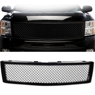 Front Grille for 2007 2008 2009 2010 2011 2012 2013 Chevy Silverado 1500 Mesh Grill Glossy Black