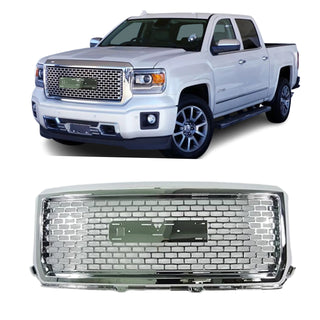 Chrome Front Grille Fit for 2014 2015 GMC Sierra 1500 Grill Honeycomb Style