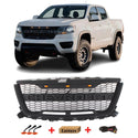 Front Grille Compatible with 2016 2017 2018 2019 2020 Chevrolet Chevy Colorado Grill with Letters and LED Lights Matte Black