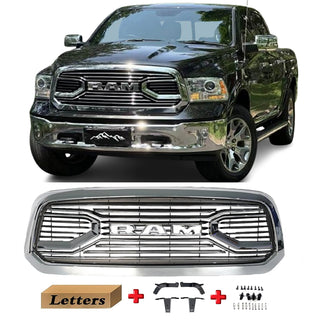 Chrome Front Grille For 2013 2014 2015 2016 2017 2018 Dodge RAM 1500 Big Horn Style Grill With Letters