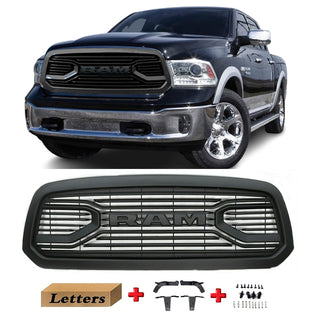 Black Front Grille Fit For 2013 2014 2015 2016 2017 2018 Dodge RAM 1500 Grill Big Horn Style With Letters