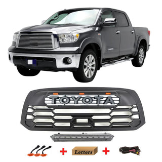 Black Front TRD PRO Grille For 2007 2008 2009 2010 2011 2012 2013 2nd Gen Toyota Tundra Grill with Emblem & LEDS