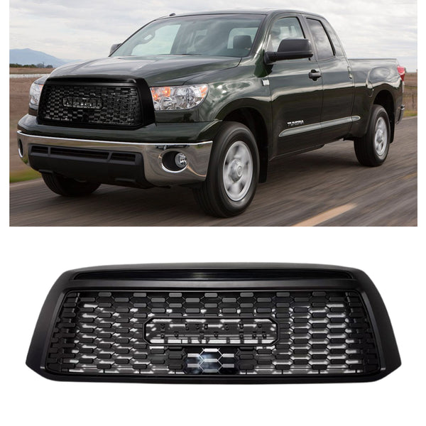 Black Front Bumper Grille for 2nd Gen 2010 2011 2012 2013 Toyota Tundra Grill TRD Pro Style with frame and Letters