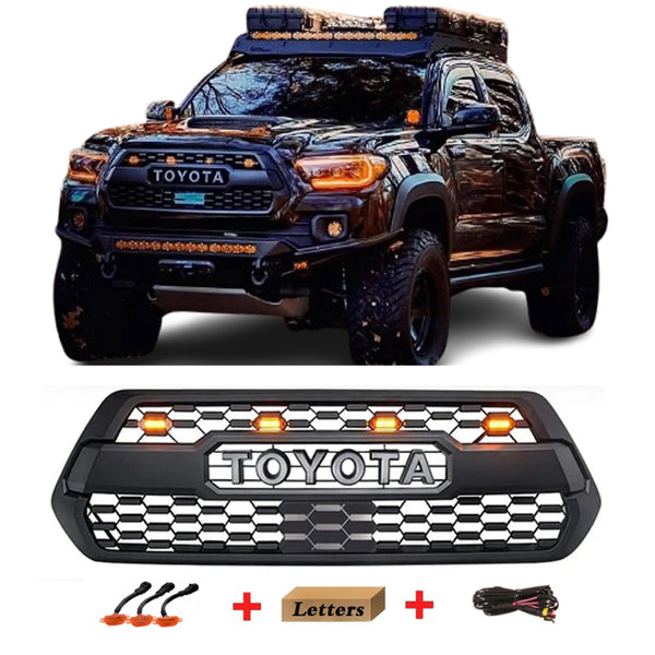 Grille for 2016 2017 2018 2019 2020 2021 2022 2023 Toyota Tacoma 3rd Gen TRD Style Front Grill Grille with Emblem and LED Lights