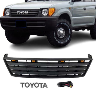 Front Grille for 1993-2002 Toyota Land Cruiser LC95 TRD Grill with Emblem and LED Lights