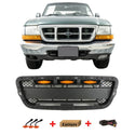 Front Grille Compatible with 2001 2002 2003 Ford Ranger Raptor Style Grill with Letters and LED Lights