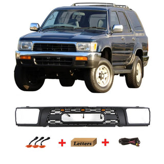 Front Grille Fit For 1992 1993 1994 1995 2nd Gen Toyota 4Runner TRD PRO Style Grill With Emblem & LED Lights