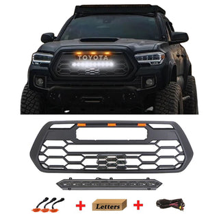 Front Grille for 3rd Gen 2016 2017 2018 2019 2020 2021 2022 2023 Toyota Tacoma TRD Style Grill with Emblem and LED Bars