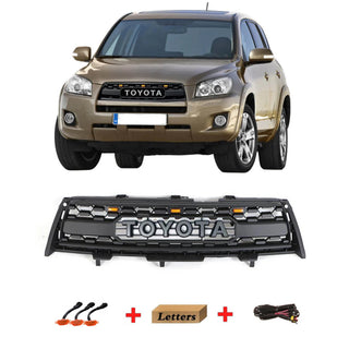 Front Grille for 2009 2010 2011 2012 Toyota RAV4 3rd Gen TRD PRO Grill with Badge & LED Lights