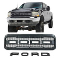 Front Grille Fit for 1999 2000 2001 2002 2003 2004 Ford F250 F350 F450 Grill Super Duty Raptor Style Grill with Letters and LEDs