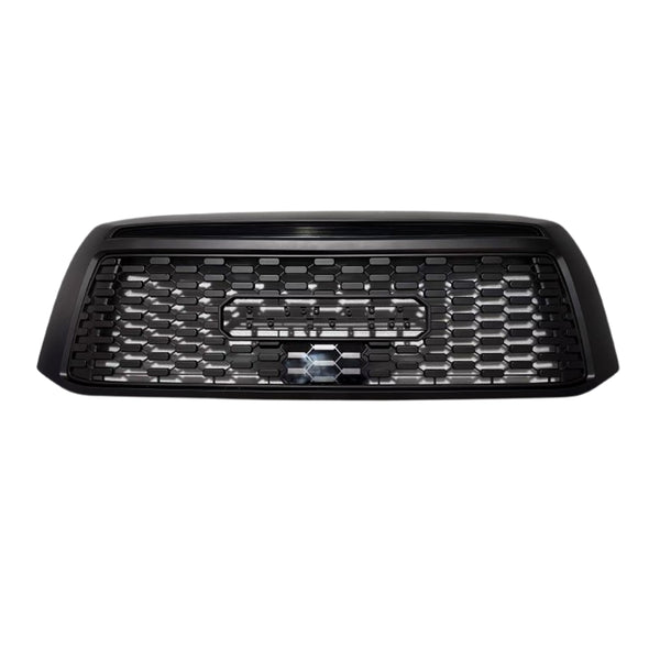 Black Front Bumper Grille for 2nd Gen 2010 2011 2012 2013 Toyota Tundra Grill TRD Pro Style with frame and Letters