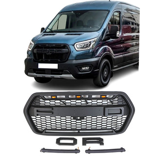 Front Grille for 2020 2021 2022 2023 Ford Transit (US Version) Raptor Style Grill with Letters and LEDs