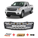 Black Front Grille for 2005 2006 2007 2008 Nissan Frontier Raptor Style Grill with Emblem and LEDs