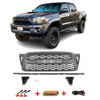 Front Grille For 2005 2006 2007 2008 2009 2010 2011 2nd Gen Toyota Tacoma TRD Pro Grill W/ Letters Led Lights