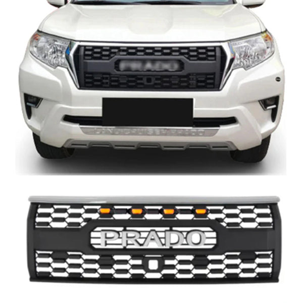 Grille for 2018 2019 2020 2021 2022 Toyota Land Cruiser Prado Grill With LED Lights and Emblem