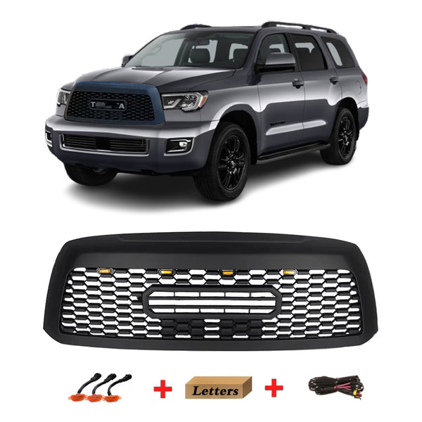 Grille Compatible with 2010 2011 2012 2013 2014 2015 2016 2017 2018 2nd Gen Toyota Sequoia TRD PRO Style Grill LEDs