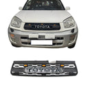 Black Front Grille Compatible with 2001 2002 2003 Toyota RAV4 2nd Gen TRD PRO Grill with Badge & LED Lights