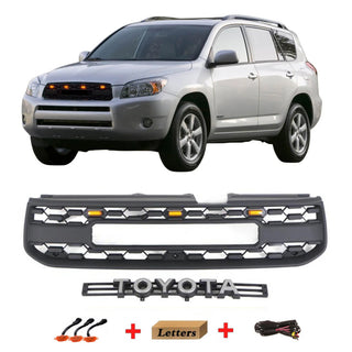 Front Grille Compatible with 2006 2007 2008 Toyota RAV4 3rd Gen TRD PRO Grill with Badge & LED Lights