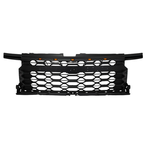 Black Front Grille Fit for 2022 2023 2024 Chevrolet Chevy Silverado 1500 Grill with 5 LED Lights and Letters