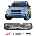 Black Front Grille Compatible with 2004 2005 Toyota RAV4 2nd Gen TRD PRO Grill with Badge & LED Lights