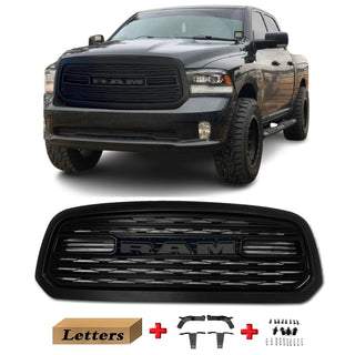 LTD Grille for 2013 2014 2015 2016 2017 2018 Dodge Ram 1500 Limited Style Grill Matte Black with Letters