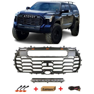 Front Grille for 2022 2023 2024 3rd Gen Toyota Tundra TRD PRO Style Grill With LEDs and Emblem