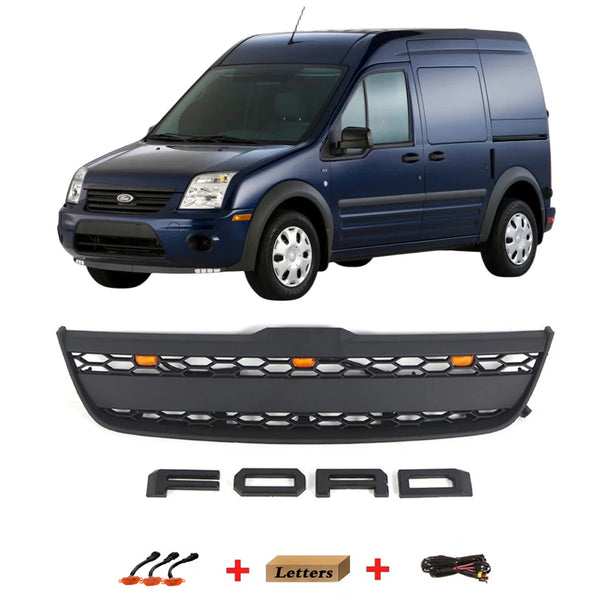 Front Grille for 2010 2011 2012 2013 Ford Transit (US Version) Raptor Style Grill with Letters and LED Lights