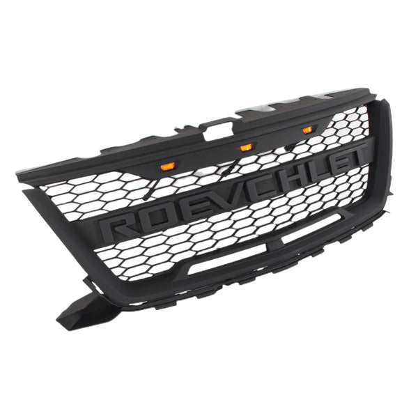 Front Grille for 2016 2017 2018 2019 2020 Chevrolet Chevy Colorado Raptor Style Grill with Letters and LED Lights Matte Black