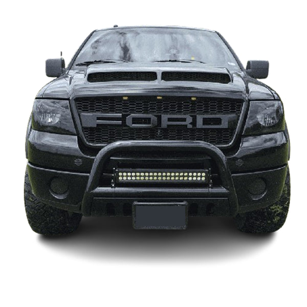 Front Grille for 2004 2005 2006 2007 2008 Ford F150 Grill Raptor Style Black Grill with Letters and 3 Led Lights