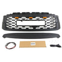 Front Bumper Grille Compatible with 2010-2022 2nd Gen Toyota Sequoia TRD PRO Style Grill with Badge and LED Lights Matte Black