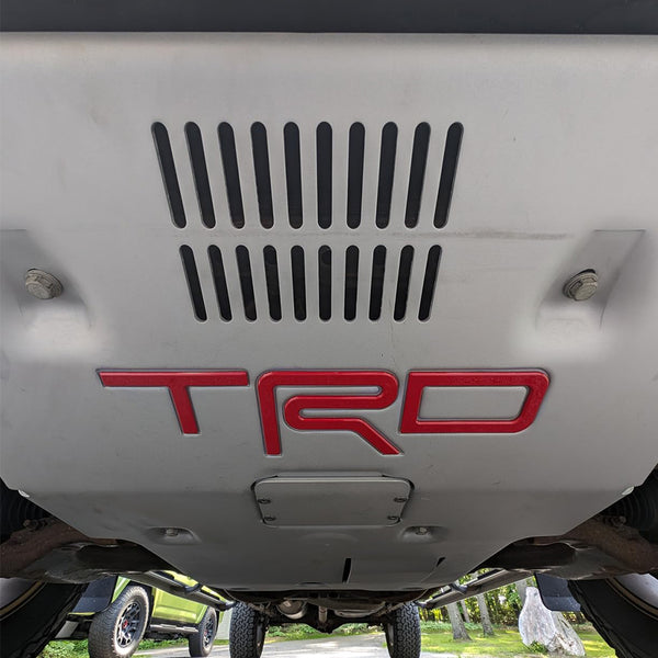 Front Lower Skid Plate for 2016-2023 3rd Gen Toyota Tacoma Aluminum Skid Plate with Red 3D Letters PTR60-35190