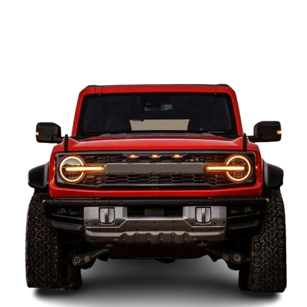 Front Grille Compatible with 2021-2022 Ford Bronco Grill With Letters & LED Lights