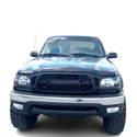 Front Grille Compatible with 2001 2002 2003 2004 1st Gen Toyota Tacoma Black Grill With Emblem & LED Lights