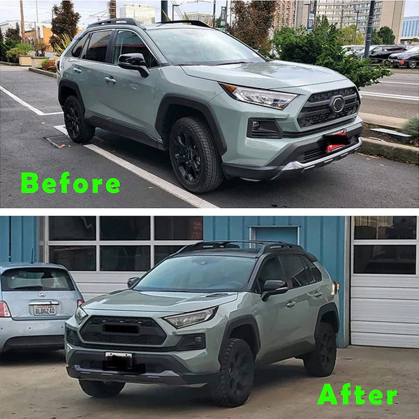 Front Grille Fits for 2019 2020 2021 2022 2023 2024 Toyota RAV4 Adventrure TRD PRO Grill with Badge & LED Lights