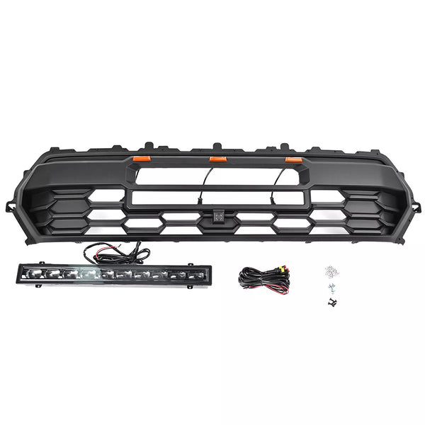 Front Grille Compatible with 2024 2025 Toyota Tacoma 4rd Gen TRD Style Front Grill Grille with Emblem and LEDs