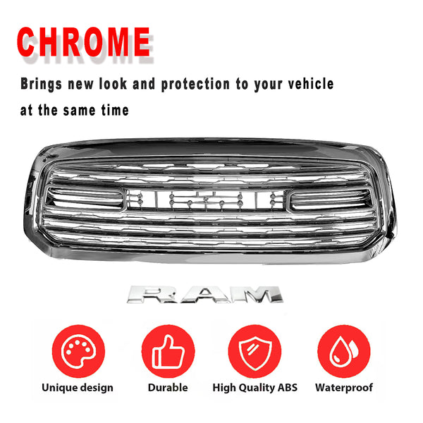 LTD Chrome Front Grille For 2013 2014 2015 2016 2017 2018 Dodge RAM 1500 Limited Style Grill with Letters