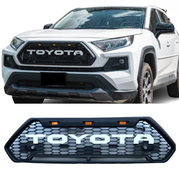 Front Grille for 2019 2020 2021 2022 2023 2024 Toyota RAV4 Adventrure Honeycomb Style  Grill with Letters & LED Lights