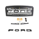 Front Grille for 2008 2009 2010 2011 2012 2013 Ford Econoline E150 E250 E350 Grill with Letters and LEDs Matte Black